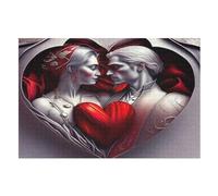 Coeurs de la Saint-Valentin Puzzles en Bois Adultes Et Adolescents 1000 Pieces Enfants Puzzle Décoration Mur Moderne Art Jouets Cadeau Intéressants Unique Décor À La Maison (75×50cm)
