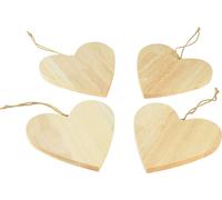 Coeurs en bois à suspendre Coeurs de décoration Bricolage 15x15cm Set de 4 avec cordelette Certifié FSC