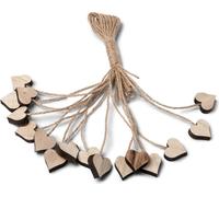 Coeurs en bois avec ficelle Décoration de table 16 pièces marron 2x2x0,7cm
