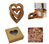coeurs en bois d’olivier personnalisables - lot de 2 décorations naturelles 100% artisanales - idéal mariage, anniversaire, Saint-Valentin, cadeau unique
