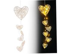 Coeurs en Osier pour Suspendre Les Coeurs de rotin à autocollènes muraux Pending Coeurs de Cordes Lights LED Coeurs de rotin pour Ornements de fête de Mariage Cadeaux d'artisanat (Batterie in