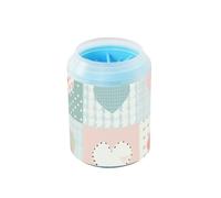 Coeurs et vichy Patchwork Portable Pet Pattes Rondelle de Pieds en Silicone Souple Fournitures de Toilettage pour Chiens de Petite et Moyenne