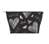 Coeurs manuscrits Mots Amour, Trousse de Toilette Trousse de Maquillage Sac à cosmétiques Trousse de Toilette de Voyage Portable