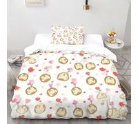 Coeurs Visages Parure De Lit 2 Pièces,en Microfibre,Art 3D,avec Fermeture Éclair Taie d'oreiller,Doux Et Confortable Single（135x200cm）