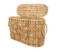 Coeusy Panier à Papier Toilette en Osier avec Couvercle, Panier décoratif pour Salle de Bain Style Rustique bohème, Organiseur d'accessoires de Salle de Bain en Jacinthe tissée, Support Libre