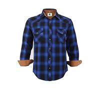 Coevals Club Chemise Flanelle Homme Chemise de bûcheron Homme Manches Longues Carreaux Boutons-Pression Coton avec Poche Coupe Normale Chemise décontractée(Bleu Noir 3# M)