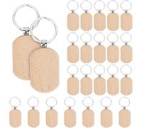 COEWUR 24 Pièces Clés en Bois Porte Clés Vierges Naturelles pour Bricolage Artisanat Décoration DIY (Ovale)