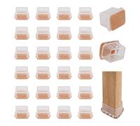 COEWUR 24 Pièces Protection Pied de Chaise Rectangulaire Embout de Chaise Transparent Patin de Chaise avec Coussinets en Feutre (Applicable Longueur 33-40mm, Largeur 24-30mm)