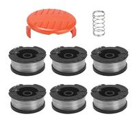 COEWUR 6pcs Bobine de Rechange de Tondeuse à Gazon en Nylon pour Coupe-Bordure Bobine de Fil Debroussailleuse avec 1 Couvre-bobines et 1 Ressorts pour Black et Decker