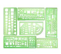 COEWUR 6pcs Pochoirs Géometrique en Plastique Règle modèle pour Mécanique Architecture Génie Electrique Cercle Modèle Géométrique Meuble Architecture-Vert clair