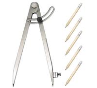 COEWUR Compas de Mesure en Acier Professionnel Compas Pointe au Carbonne avec 5pcs Crayons Compas de Précision Réglage pour Charpentier Menuisier Jauge de Marquage Industriel Cuir Artisanat