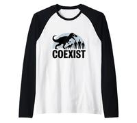 Coexist | Dinosaure drôle et Humour reptilien Humain d'halloween Manche Raglan