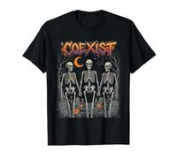 Coexist Squelette Halloween Cimetière Foi Unity Design T-Shirt Graphique avec Valeur