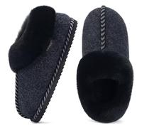COFACE Femme Fluffy Pluffi Chaudes Légers Confortable Doux Chambre Fausse Fourrure Feutrine Maison Chaussons Pantoufles Bottes Bottines Bois Plancher L'Intérieur L'Extérieur Noir Taille 39