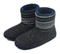 COFACE Homme Haute Qualité Niche Chaussons d'hiver Chaud Anti-dérapant Chaussures doublées pour intérieur/extérieur, Rayures Noires, 44 EU