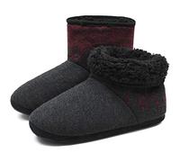COFACE Homme Haute Qualité Niche Chaussons d'hiver Chaud Anti-dérapant Chaussures doublées pour intérieur/extérieur, Rouge Floral, 45 EU