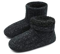 COFACE Homme Haute Qualité Niche Chaussons d'hiver Chaud Anti-dérapant Chaussures doublées pour intérieur/extérieur, Tricot Noir, 46 EU
