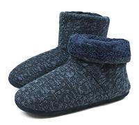COFACE Homme Haute Qualité Niche Chaussons d'hiver Chaud Anti-dérapant Chaussures doublées pour intérieur/extérieur, Tricot Bleu Foncé, 40 EU