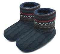 COFACE Homme Haute Qualité Niche Chaussons d'hiver Chaud Anti-dérapant Chaussures doublées pour intérieur/extérieur, Bleu Foncé, 46 EU