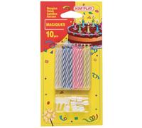 10 bougies magiques avec 10 bobèches WDK Multicolore G