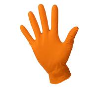 Cofan Boîte de 100 gants en nitrile texturés diamantés | Taille : S, M, L et XL | Couleur : orange | Utilisation : usines, industries, agriculture, etc. (orange, taille M)