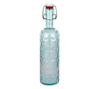 Cofan Bouteille en verre bleu transparent avec fermeture à étrier de 1 litre | Vente unitaire | Idéale pour la réutilisation et le stylisme