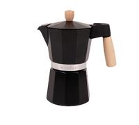 Cofan Cafetière italienne à induction | Capacité : 6 tasses | Matériau : corps en aluminium | Convient à tous les types de plaques de cuisson | Couleur : noire | Poignée et bouton en bois (1, noir)