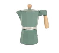 Cofan Cafetière italienne à induction | Capacité : 6 tasses | Matériau : corps en aluminium | Convient à tous les types de plaques de cuisson | Couleur : verte | Poignée et bouton en bois (1, Vert)