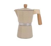 Cofan Cafetière italienne à induction | Capacité : 6 tasses | Matériau : corps en aluminium | Convient à tous les types de plaques de cuisson | Couleur : beige | Poignée et bouton en bois (1, beige)