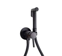 Cofan Douchette hygiénique encastrable pour WC | Eau froide et chaude | Robinet avec tuyau | Finition noire | Dimensions : 13 x 7,5 x 10 cm