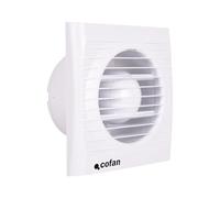 Cofan Extracteur de salle de bain axial Ø100 mm 14 W, Avec système anti-retour, Protection IP24, Couleur blanche, Ventilation pour les cuisines, salles de bain, les celliers et pièces