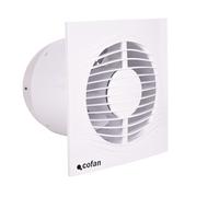 Cofan Extracteur de salle de bain Silencieux Ø125 mm, Ventilateur Extracteur avec système anti-retour, Panneau frontal ultra-mince, Protection IP45, Couleur blanche