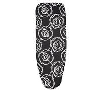 Cofan Housse pour Table à Repasser à Taille Universelle | Matériau : 100% Coton | Rembourrée avec 3 Couches : Mousse, Molleton et Coton | Couleur : Noir avec des Roses aux Bords Blancs | 135 x 53 cm