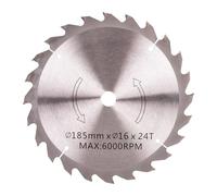 Cofan Lame de scie circulaire Ø185 x 16 mm pour bois, 24 dents, 1,6 mm d'épaisseur, coupe propre dans le bois, le plastique et le métal, compatible avec les scies circulaires