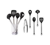 Cofan Lot De 6 ustensiles pour la Cuisine | Ustensiles de Cuisine en Couleur Noire | Gamme Neige