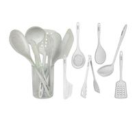 Cofan Lot De 7 ustensiles pour la Cuisine | Ustensiles de Cuisine en Couleur Blanche tachetée de Noir | Gamme Bach