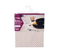 Cofan Nappe ronde antitache en tissu résiné | Motifs de pois blancs | Matériaux : 50% coton et 50% polyester | Facile à nettoyer | Diamètre : 1,40 m