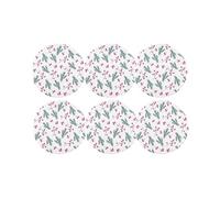 Cofan Pack de 6 sets de table individuels de noël | Sous-plats ronds avec des branches et des baies rouges | Couleur : blanc | Diamètre : 38 cm