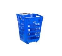 Cofan Panier à roulettes | avec 2 roulettes | Poignée télescopique | Capacité : 52 litres | Couleur : Bleu | Panier à provisions Portable | Dimensions : 390 x 390 x 529 mm
