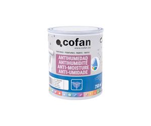 Cofan Peinture anti-humidité à base d'eau blanc mat | Capacité : 4 litres | Haute protection pour les murs et plafonds | Peinture idéale pour intérieurs/extérieurs