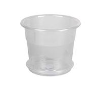 Cofan Pot de Fleurs Rond en Plastique Transparent | Dimensions 23,5 x 20 cm + Assiette 20 cm | Vente unitaire