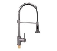 Cofan Robinet de cuisine mitigeur avec pulvérisateur | Corps en laiton | Rotation 360° | Deux modes de pulvérisation | Finition en gris anthracite| Dimensions : Ø5 x 48 x 22 cm