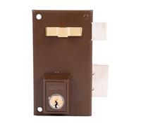 Cofan Serrure en applique à droite | Cylindre rond de Ø25 mm | Avec poignée, levier de verrouillage et languette | 3 clés incluses | Couleur : marron | Dimensions : 8,7 x 6 x 11,2 cm