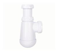 Cofan Siphon bouteille courte extensible 15-75 mm pour lavabo et évier, sortie horizontale réglable Ø32-40 mm, raccord 1 1/2"-1 1/4" avec joint réducteur