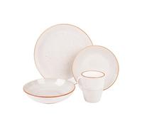 Cofan Vaisselle en céramique peinte à la main en couleur pierre | Set de 16 pièces | Passe au lave-vaisselle, au micro-ondes et au four