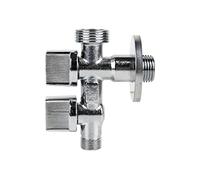 Cofan Valve d'Équerre avec Double Sortie | Dimensions : 1/2" x 3/4" X 3/8" | Fabriquée en Laiton CW617N | Filetage d'Entrée de Gaz