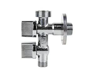 Cofan Valve d'Équerre avec Double Sortie | Dimensions : 1/2" x 3/4" X 3/8" | Fabriquée en Laiton CW617N | Filetage d'Entrée de Gaz
