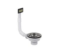 Cofan Vanne pour évier | Mesures: 1" 1/2 x 115 | Avec panier grille en acier inoxydable et vis | 2 modèles de trop-plein | Fabriqué en polypropylène