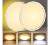 COFEMY Plafonnier LED - Plafonnier 24W 3000K/4000K/6500K, veilleuse chaude 2000K, lampe ultra fine simple et moderne pour chambre/chambre d'enfant/salon/balcon/cave/couloir Ø30cm 2PCS