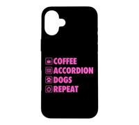 Coffee Accordéon Dogs Repeat Life Simple Basic Icônes Coque pour iPhone 16 Plus
